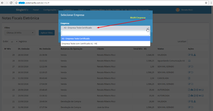 Sistema Nfe Multi-Empresa